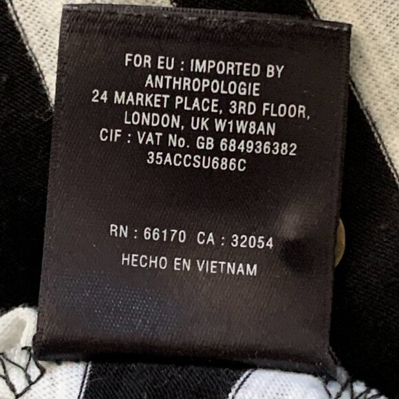Anthropologie Postage Stamp S Henley Top Black White Stripe Roll Tab Sleeve 52K - Picture 11 of 11